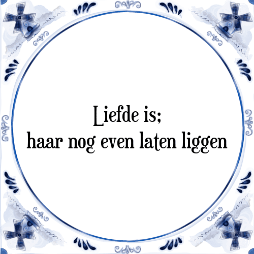 Liefde is; haar nog even laten liggen - Tegeltje met Spreuk