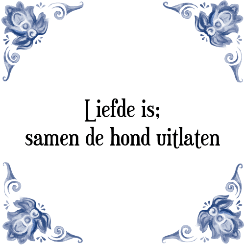 Liefde is; samen de hond uitlaten - Tegeltje met Spreuk