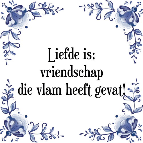 Liefde is; vriendschap die vlam heeft gevat! - Tegeltje met Spreuk