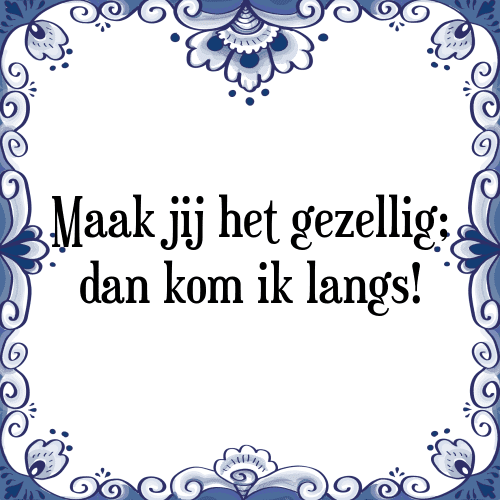 Maak jij het gezellig; dan kom ik langs! - Tegeltje met Spreuk