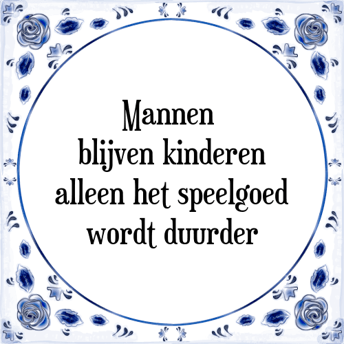 Mannen blijven kinderen, alleen het speelgoed wordt duurder! - Tegeltje met Spreuk