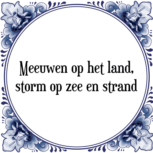 Meeuwen op het land, storm op zee en strand - Tegeltje met Spreuk