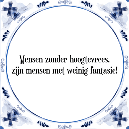 Mensen zonder hoogtevrees, zijn mensen met weinig fantasie! - Tegeltje met Spreuk