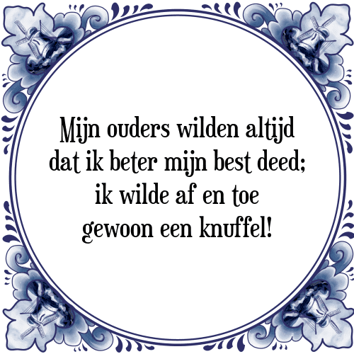 Mijn ouders wilden altijd dat ik beter mijn best deed; ik wilde af en toe gewoon een knuffel! - Tegeltje met Spreuk