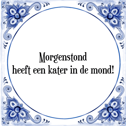 Morgenstond heeft een kater in de mond! - Tegeltje met Spreuk