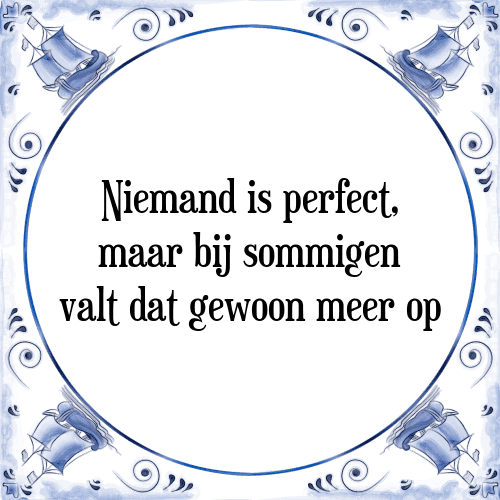 Niemand is perfect, maar bij sommigen valt dat gewoon meer op - Tegeltje met Spreuk