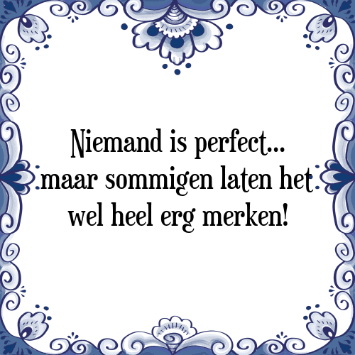 Niemand is perfect... maar sommigen laten het wel heel erg merken! - Tegeltje met Spreuk