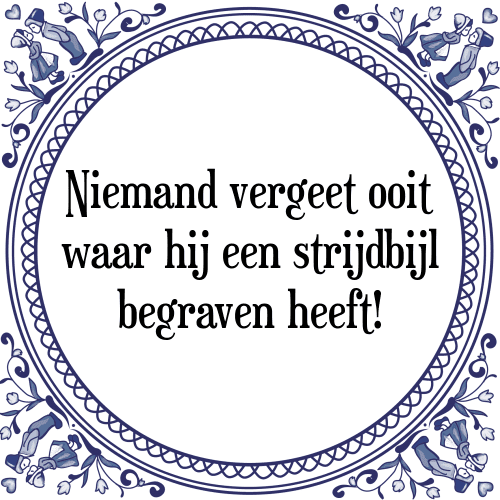 Niemand vergeet ooit waar hij een strijdbijl begraven heeft! - Tegeltje met Spreuk