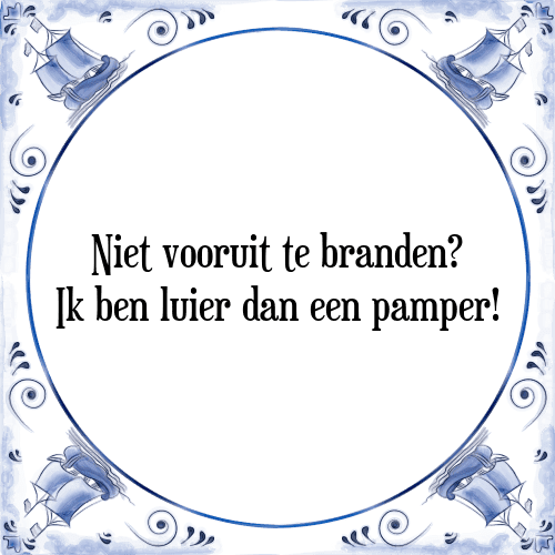 Niet vooruit te branden? Ik ben luier dan een pamper! - Tegeltje met Spreuk