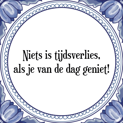 Niets is tijdsverlies, als je van de dag geniet! - Tegeltje met Spreuk