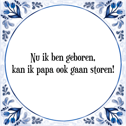 Nu ik ben geboren, kan ik papa ook gaan storen! - Tegeltje met Spreuk