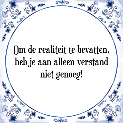 Om de realiteit te bevatten, heb je aan alleen verstand niet genoeg! - Tegeltje met Spreuk