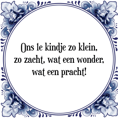 Ons 1e kindje zo klein, zo zacht, wat een wonder, wat een pracht! - Tegeltje met Spreuk