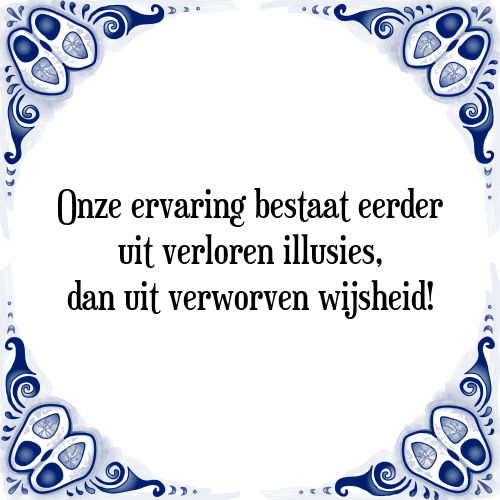 Onze ervaring bestaat eerder uit verloren illusies, dan uit verworven wijsheid! - Tegeltje met Spreuk