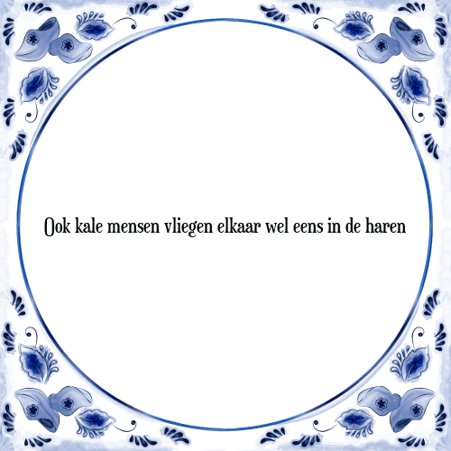 Ook kale mensen vliegen elkaar wel eens in de haren - Tegeltje met Spreuk