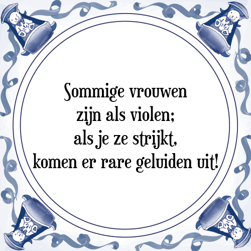 Sommige vrouwen zijn als violen; als je ze strijkt, komen er rare geluiden uit! - Tegeltje met Spreuk