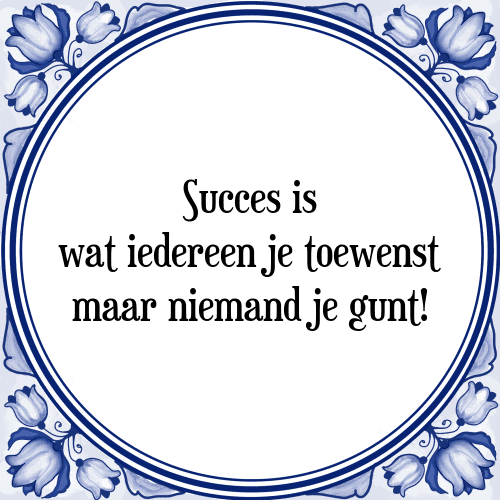 Succes is wat iedereen je toewenst maar niemand je gunt! - Tegeltje met Spreuk