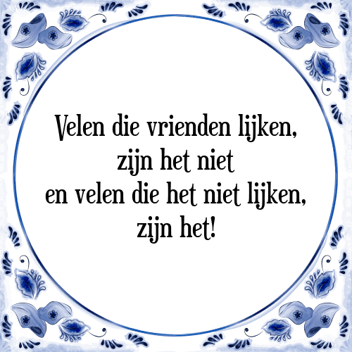 Velen die vrienden lijken, zijn het niet en velen die het niet lijken, zijn het! - Tegeltje met Spreuk