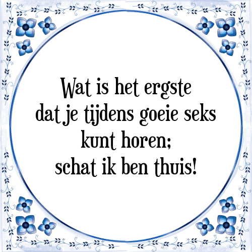 Wat is het ergste dat je tijdens goeie seks kunt horen; schat ik ben thuis! - Tegeltje met Spreuk