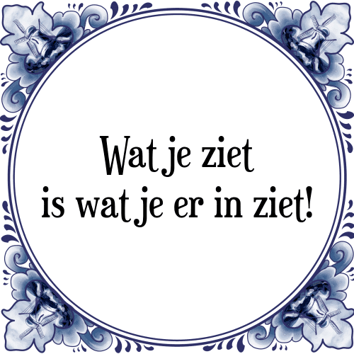 Wat je ziet is wat je er in ziet! - Tegeltje met Spreuk