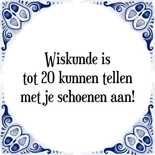 Wiskunde is tot 20 kunnen tellen met je schoenen aan! - Tegeltje met Spreuk